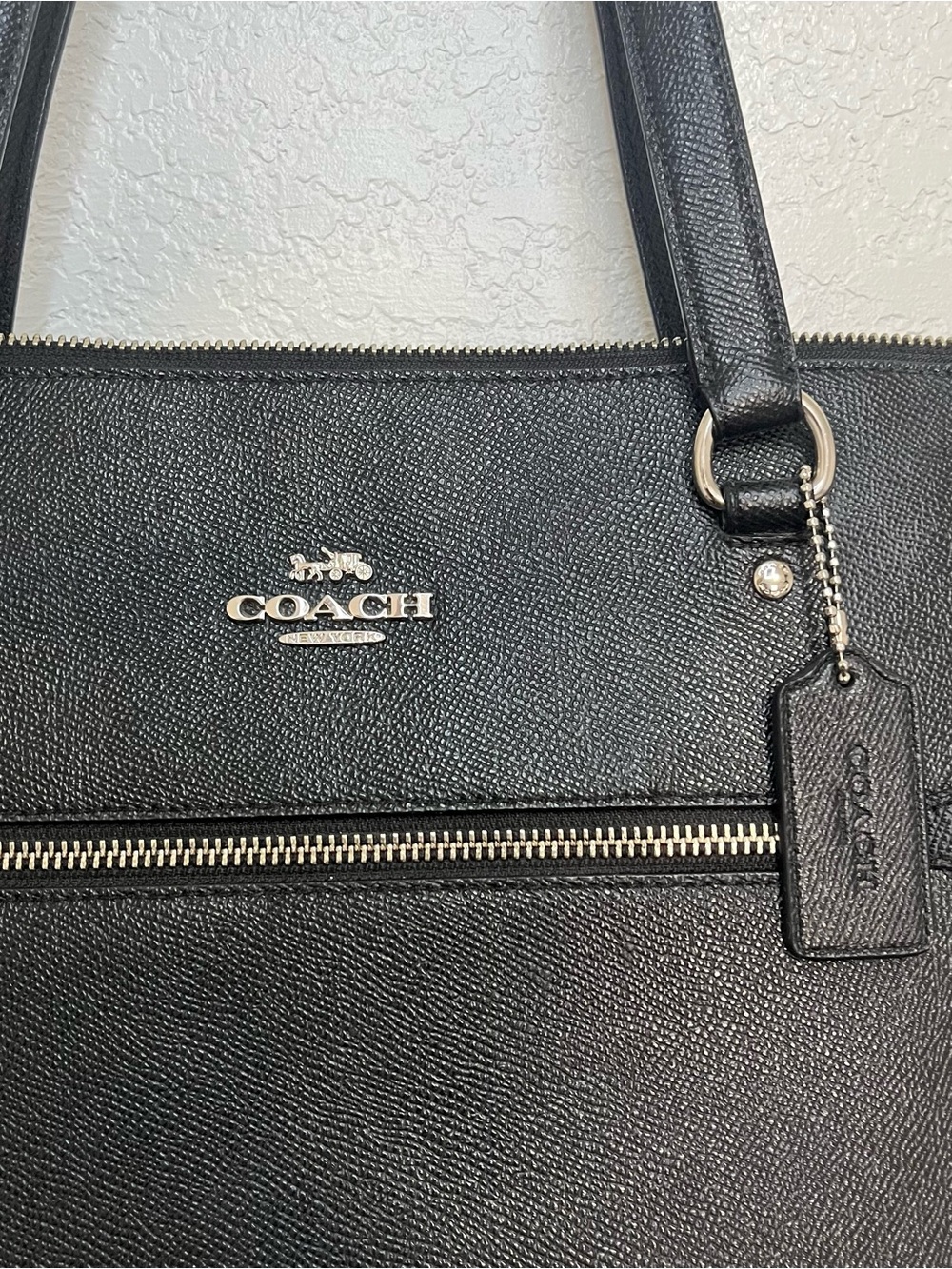 Coach Black Leather Tote Bag with Silver Hardware - Picture 3 of 16